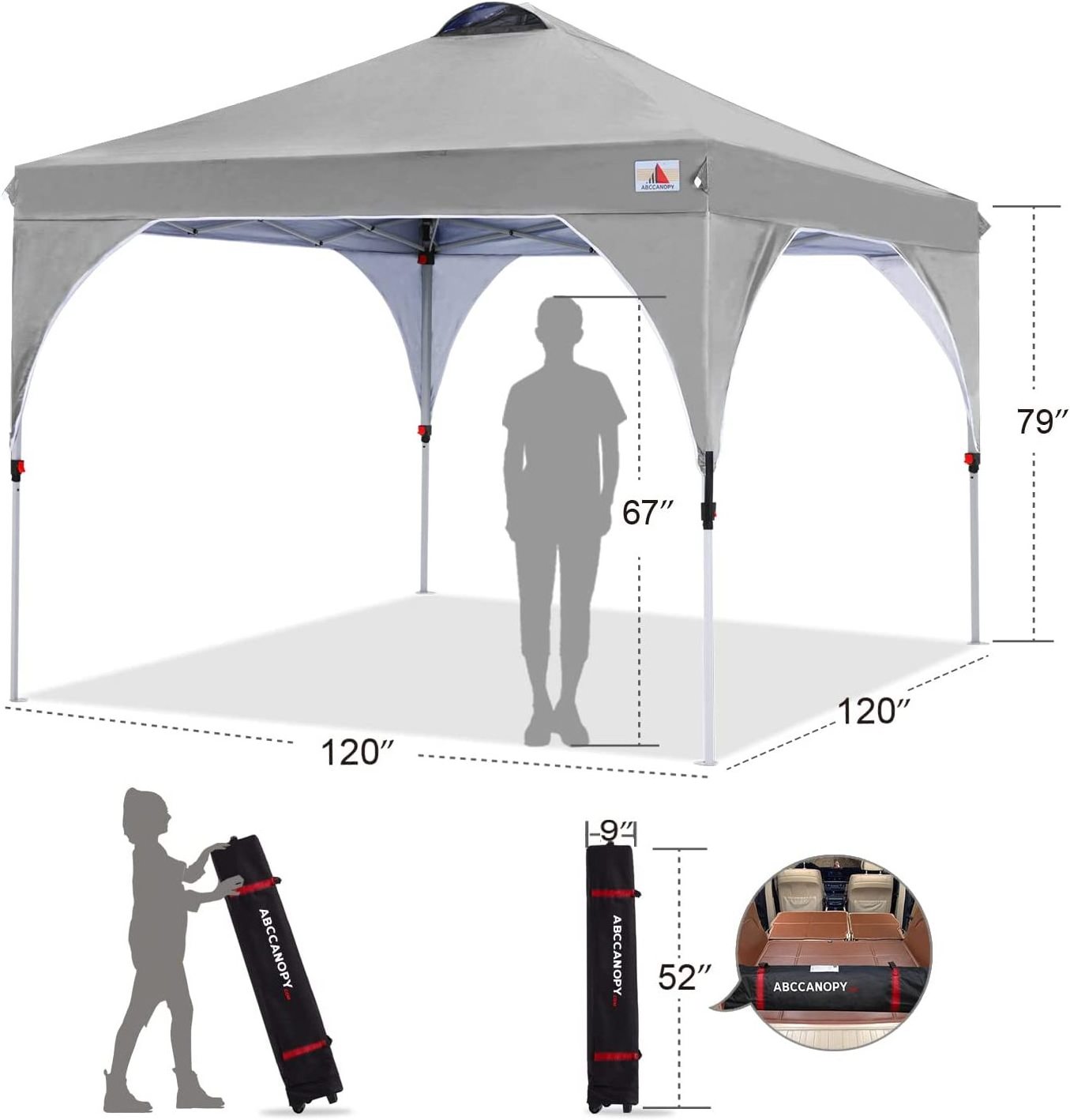 ABCCANOPY Outdoor Pop up Canopy Tent 10x10 Camping Sun Shelter-Series