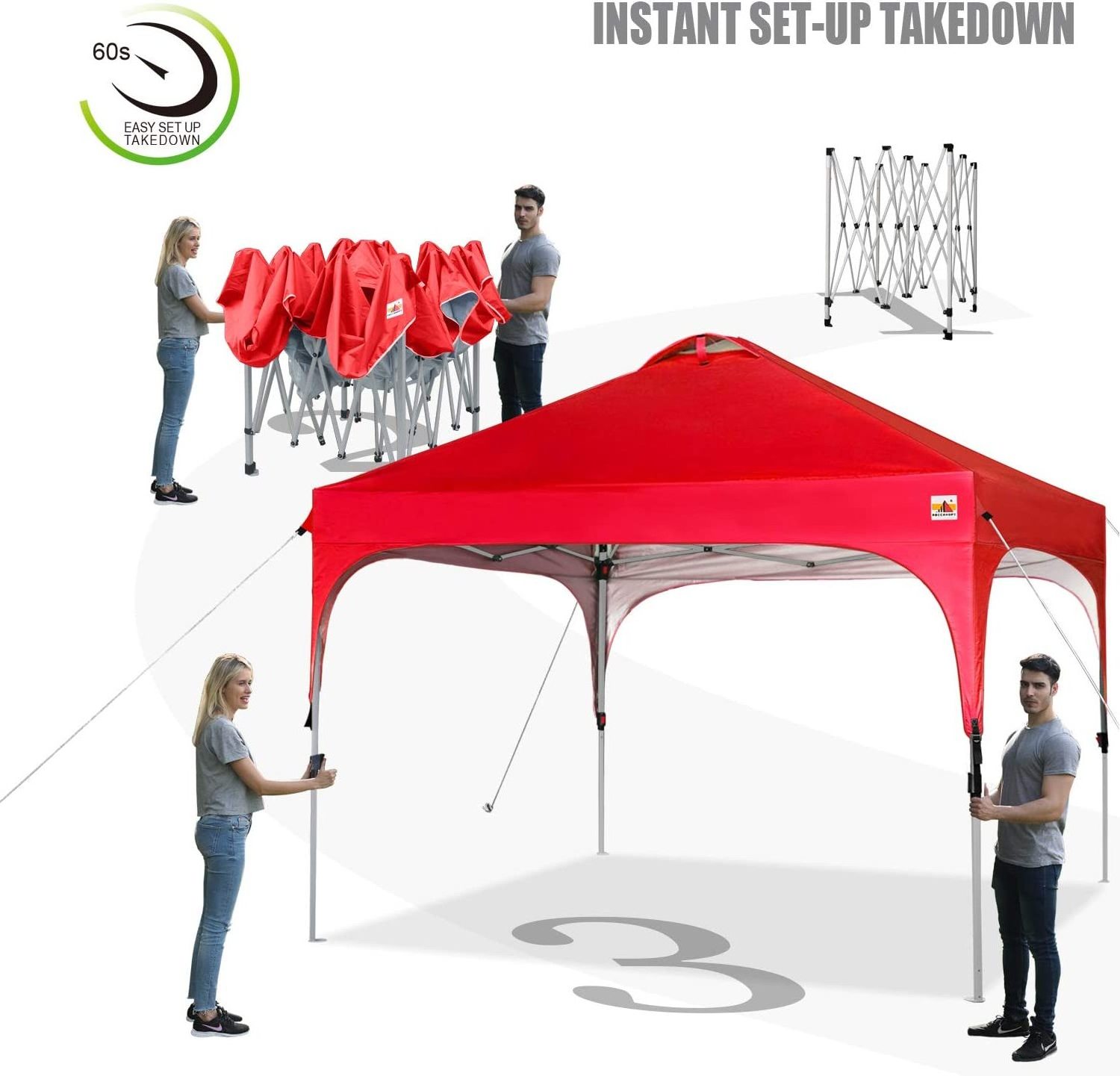 ABCCANOPY outdoor  Pop Up Canopy with Mesh Mosquito Netting Wall, Camping Screen Houses Screen Rooms, Instant Canopy Tent, Red