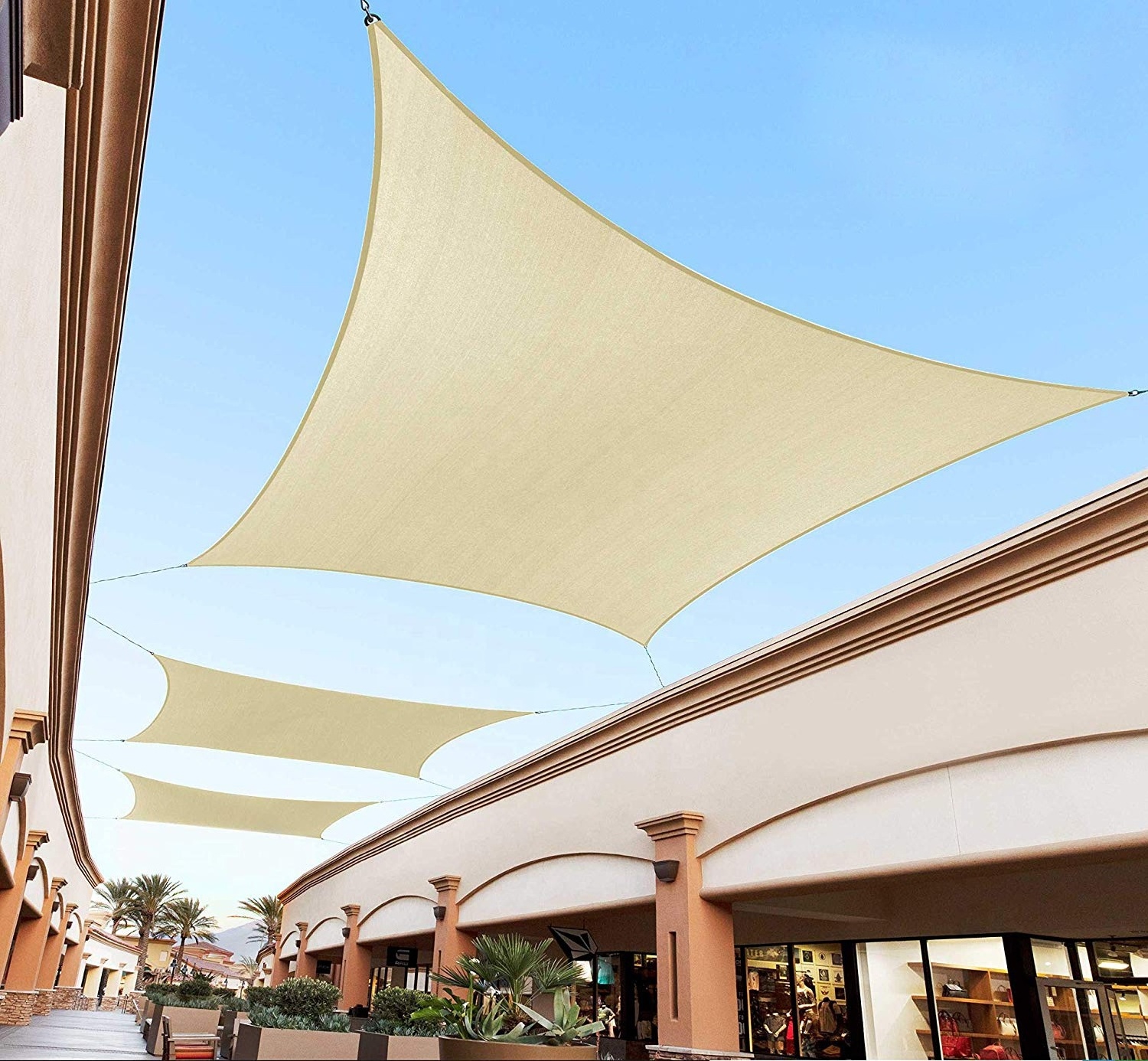 Beige Square Rectangle Sun Shade Sail Canopy Awning, 98% UV Blockage, Commercial and Residential, for Patio Yard Pergola