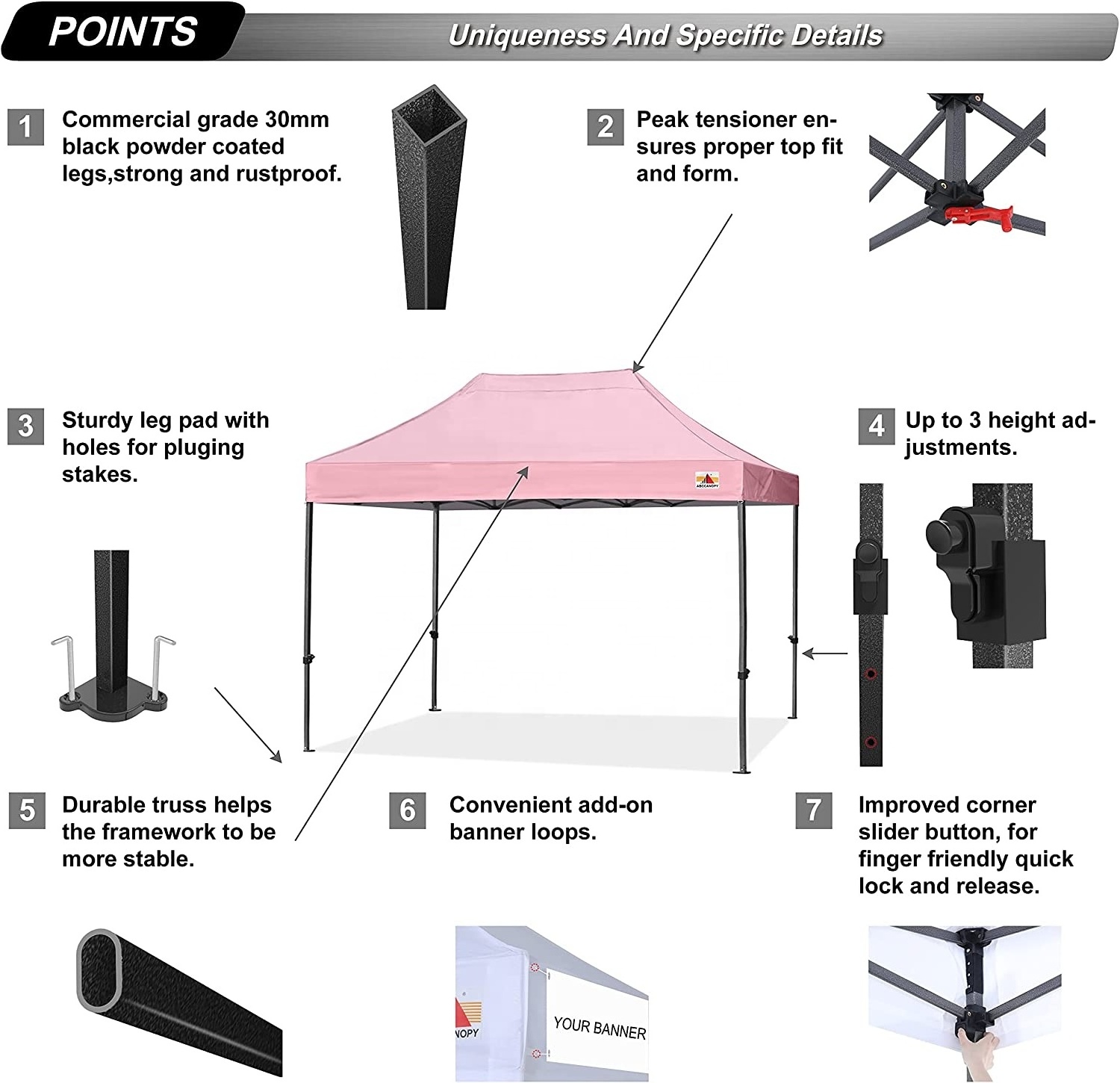 ABCCANOPY High Quality Exhibition Pop Up Folding 10x10 Canopy Tents For Events Wedding Party Flat Top Folding Canopy Tent