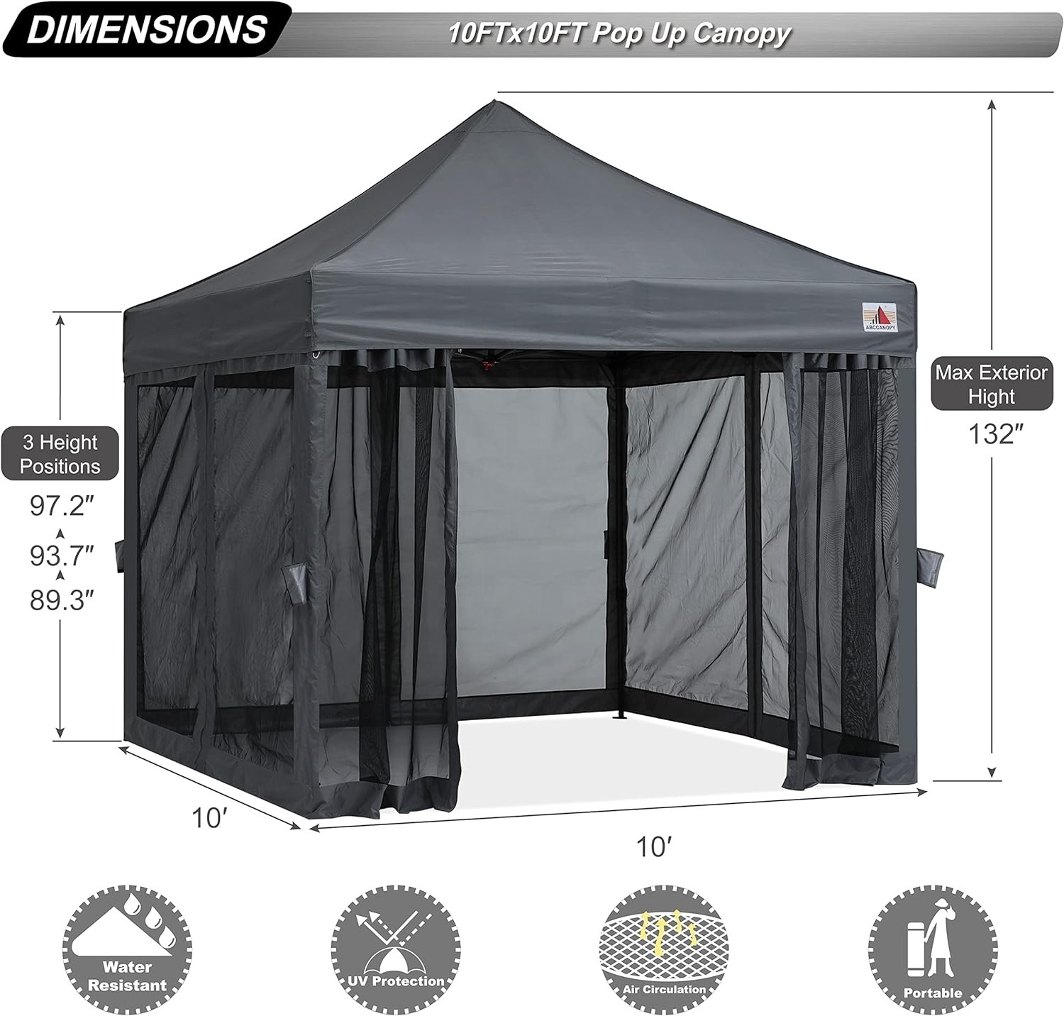 ABCCANOPY 3X3 Easy Pop Up Gazebo Canopy Tent Outdoor Screen House Netting Walls Carpas Plegables Wetterfester Faltpavillon