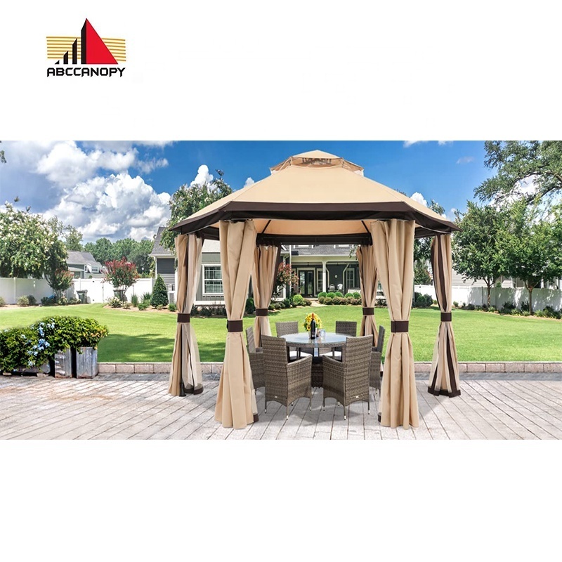 ABCCANOPY 4m Hexagonal Gazebo de jardin Mosquito Net Gazebo Side Curtains Rip Fabric Outdoor Gartenpavillon Tonnelle de Jardin