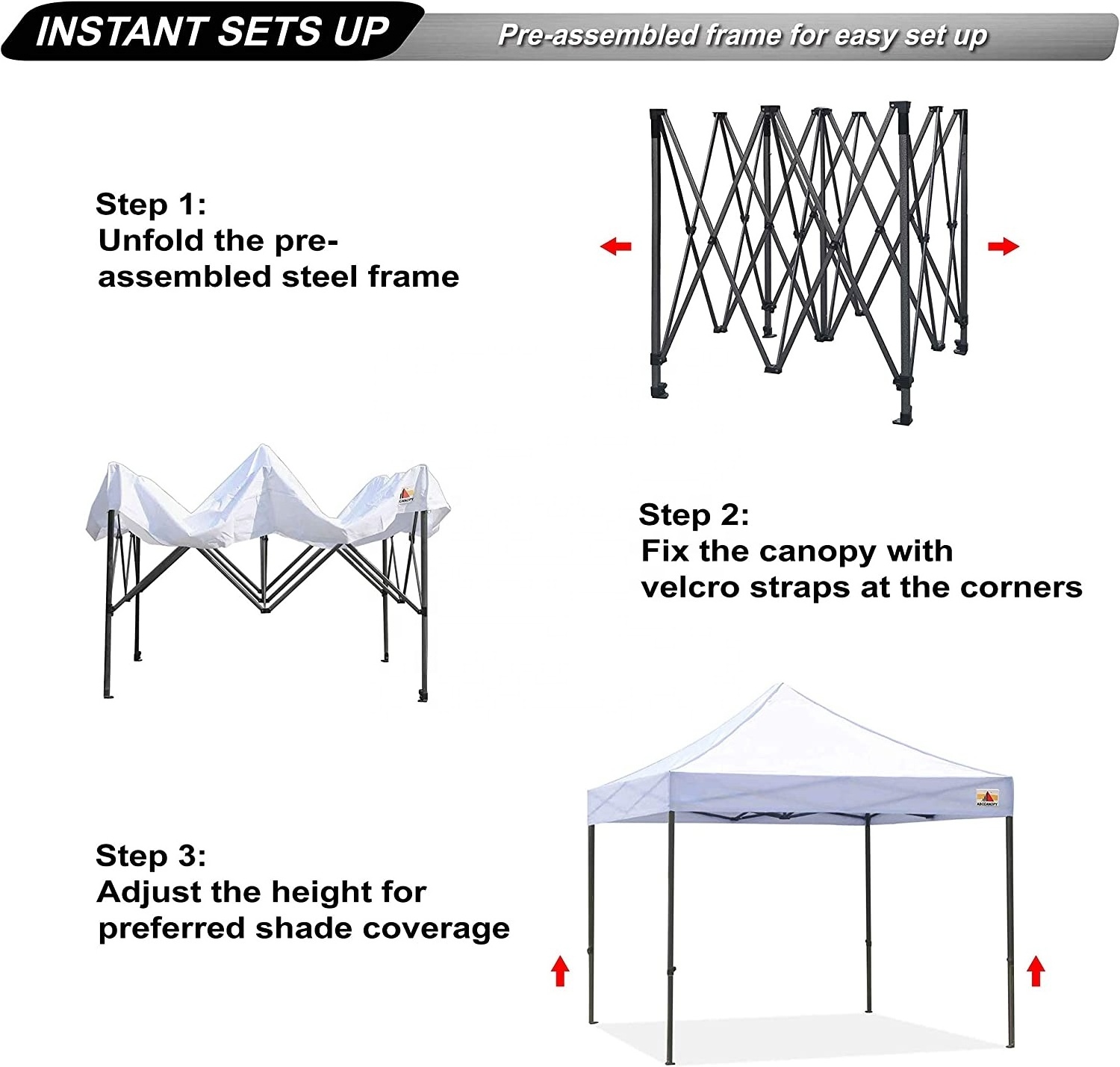 ABCCANOPY 10X10Ft Commercial Pop up Canopy Tent Marquee 3x3 Carpa Plegable Para Autos Faltpavillon Tente Pliante Folding Gazebos