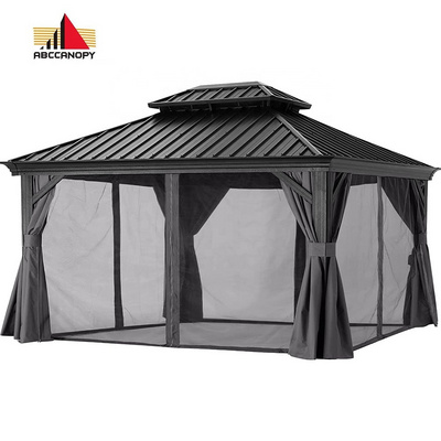 ABCCANOPY 12x16 Luxury Garden Pavilion Gazebo Waterproof Roof Sunshade With Netting And Curtains