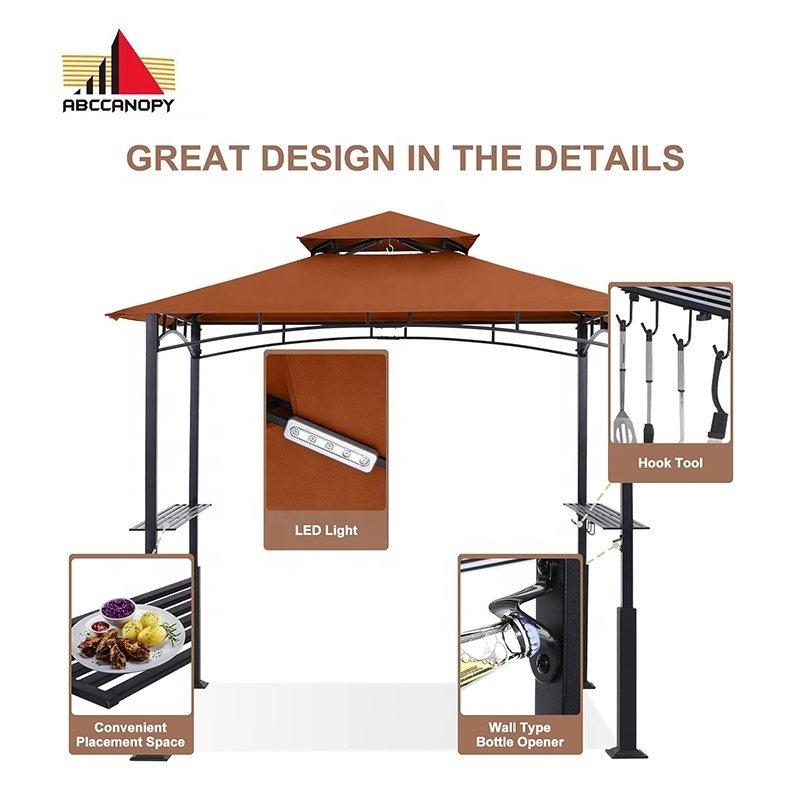 ABCCANOPY Leg Plus 8'x 5' Grill Gazebo Shelter Rip-Lock Fabric Outdoor BBQ Gazebo Canopy With LED Light Grill Tuinhuisje