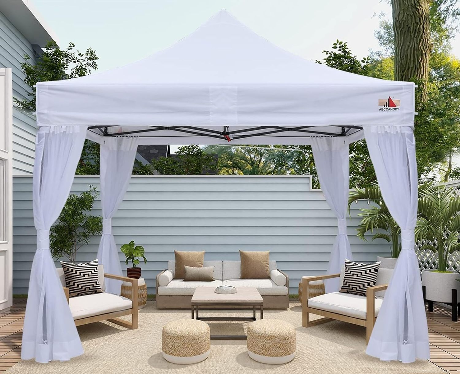 ABCCANOPY 10x10 Easy Pop Up Gazebo Canopy Tent Instant Outdoor Screen House with Netting Walls,White