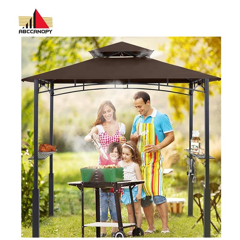 ABCCANOPY Leg Plus 5 x 8 Steel Soft Top Grill Gazebo With Bar Shelves Grill Pavillon BBQ Grill Gazebo Tent