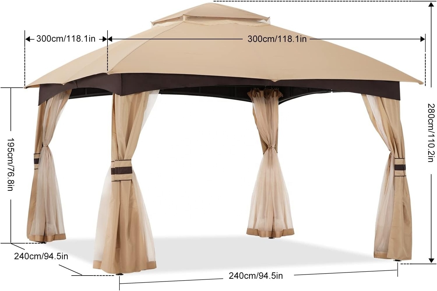 ABCCANOPY 3 X 3 Garden Pavilion Gazebo Pavillon Paviljonki Steel Frame Gazebo Fixed Gazebo Tuinpaviljoene Partyzelt