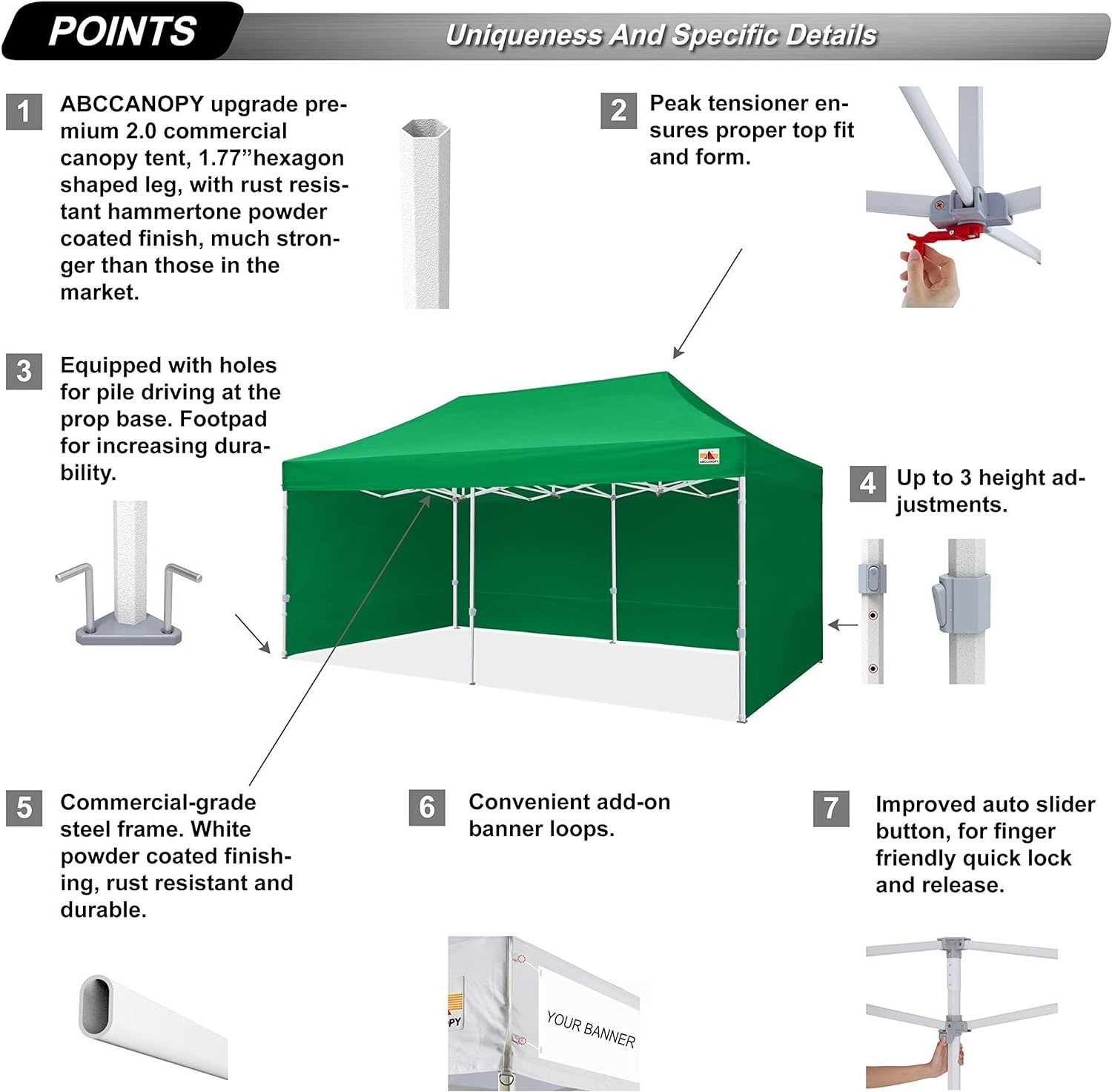 ABCCANOPY Canopy Tent Canopy 10x20 Pop Up Canopies Commercial Tents Easy Pop-up Instant Shelter