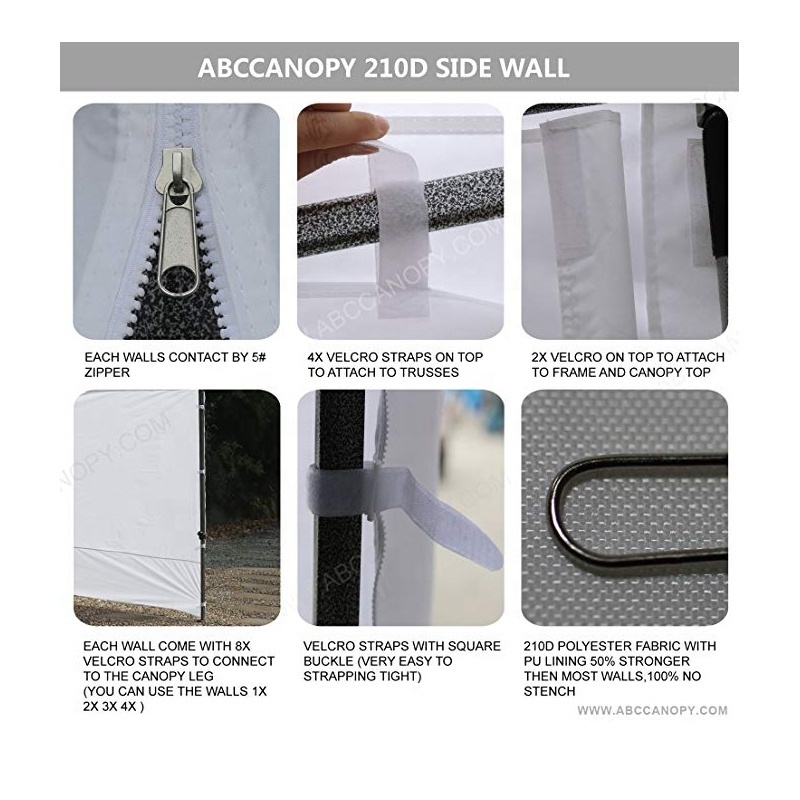 ABCCANOPY White Canopy Walls Tent Sidewall Only for 10x10ft 10x20ft canopy accessory