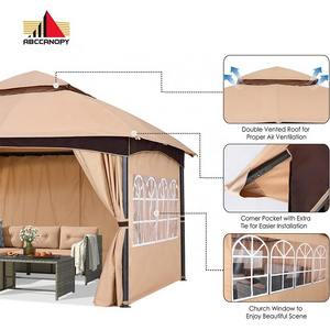 ABCCANOPY Tonnelle Pavillon de Jardin Rideaux Pratiques et Tuinpaviljoenen Rectangulaire Beige Pavillon Giardino Gazebo