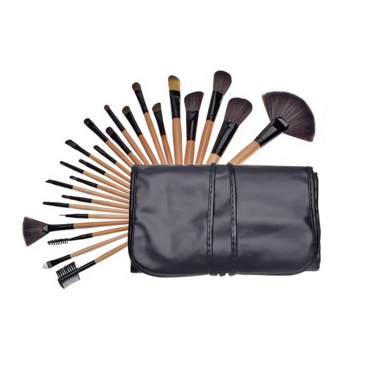 24pcs Quick Drying New Style Brand Pouch Professional Synthetic Hair Eco Wood Handle Yaqi Makeup Brush Set 24 Pieces