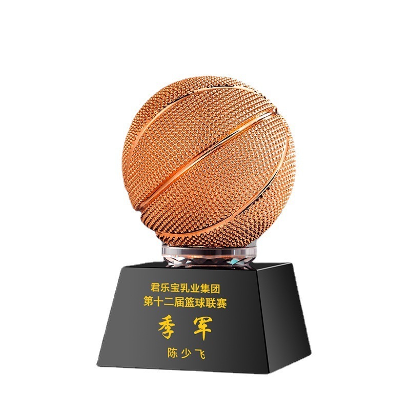 Manufacturer Soccer Basketball Sports Game Trophy Cup Laser Engraved Resin Crystal Trophy Award For Basketball