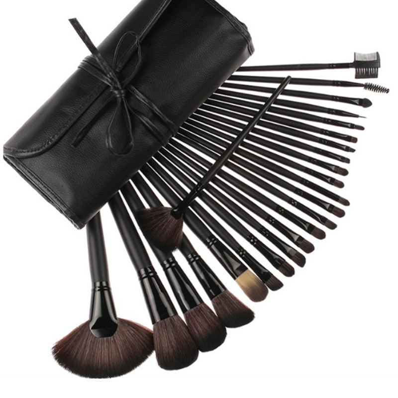 24pcs Quick Drying New Style Brand Pouch Professional Synthetic Hair Eco Wood Handle Yaqi Makeup Brush Set 24 Pieces