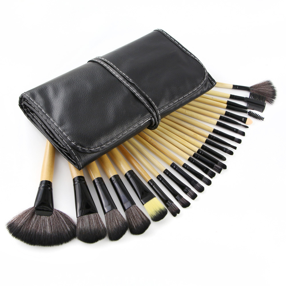 24pcs Quick Drying New Style Brand Pouch Professional Synthetic Hair Eco Wood Handle Yaqi Makeup Brush Set 24 Pieces