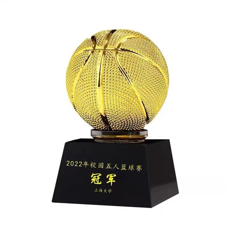 Manufacturer Soccer Basketball Sports Game Trophy Cup Laser Engraved Resin Crystal Trophy Award For Basketball