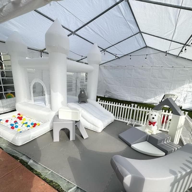 White Bounce House, Castle Theme Kids Inflatable Trampoline, Durable and Easy to Set up, Safe and Fun for Active Kids