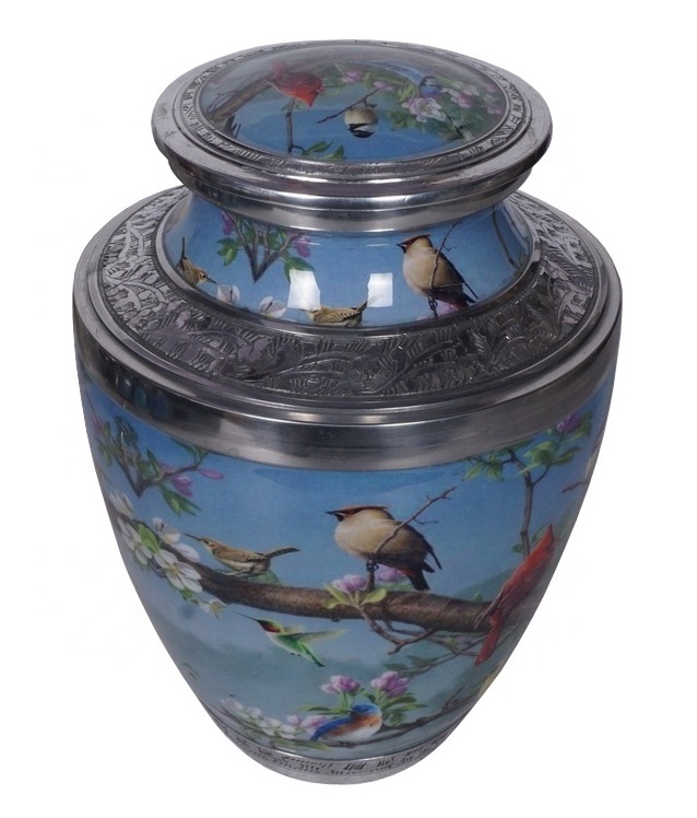 NEW ARRIVAL WHOLE SALE HUMAN ASHES URN WITH HUMMING BIRDS PICTURE FINISH CREMATION URN FOR HUMAN ASHES