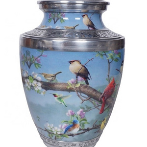 NEW ARRIVAL WHOLE SALE HUMAN ASHES URN WITH HUMMING BIRDS PICTURE FINISH CREMATION URN FOR HUMAN ASHES