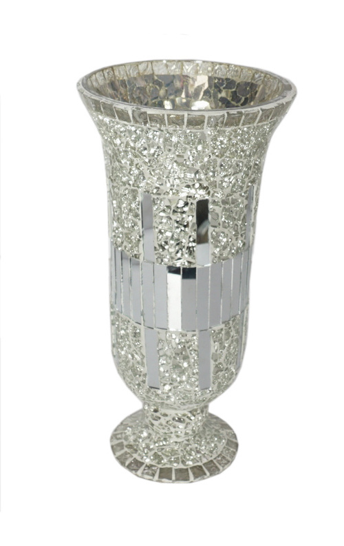 METAL CANDLE HOLDER, WHITE BEADED HURRICANE