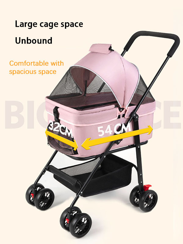 LC02-X High Quality Folding Four-wheeled Easy Walk Travel 2 in 1 Pet Stroller For Cats Dogs