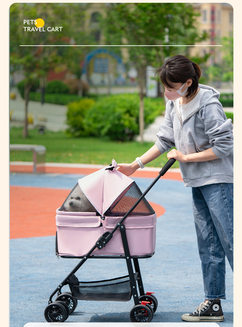 LC02-X High Quality Folding Four-wheeled Easy Walk Travel 2 in 1 Pet Stroller For Cats Dogs