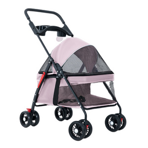 W02-C High quality double pet stroller for single or multiple zip less entry pet strollers for dogs and cats