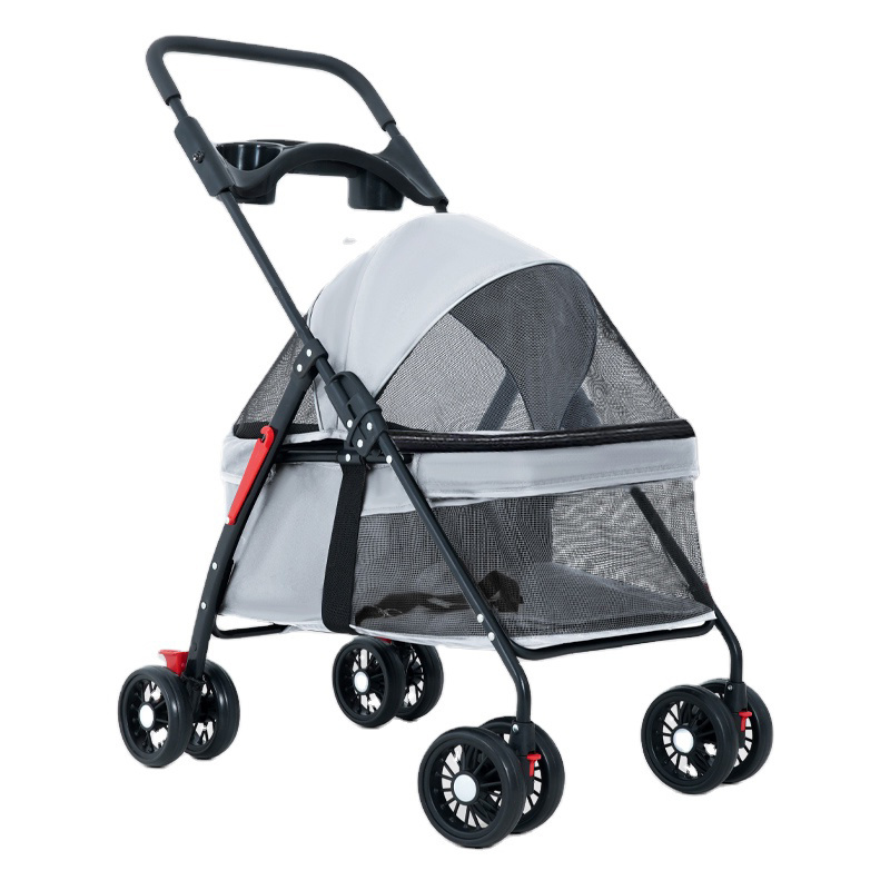 W02-C High quality double pet stroller for single or multiple zip less entry pet strollers for dogs and cats