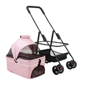 LC02-X High Quality Folding Four-wheeled Easy Walk Travel 2 in 1 Pet Stroller For Cats Dogs