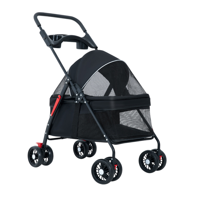 W02-C High quality double pet stroller for single or multiple zip less entry pet strollers for dogs and cats