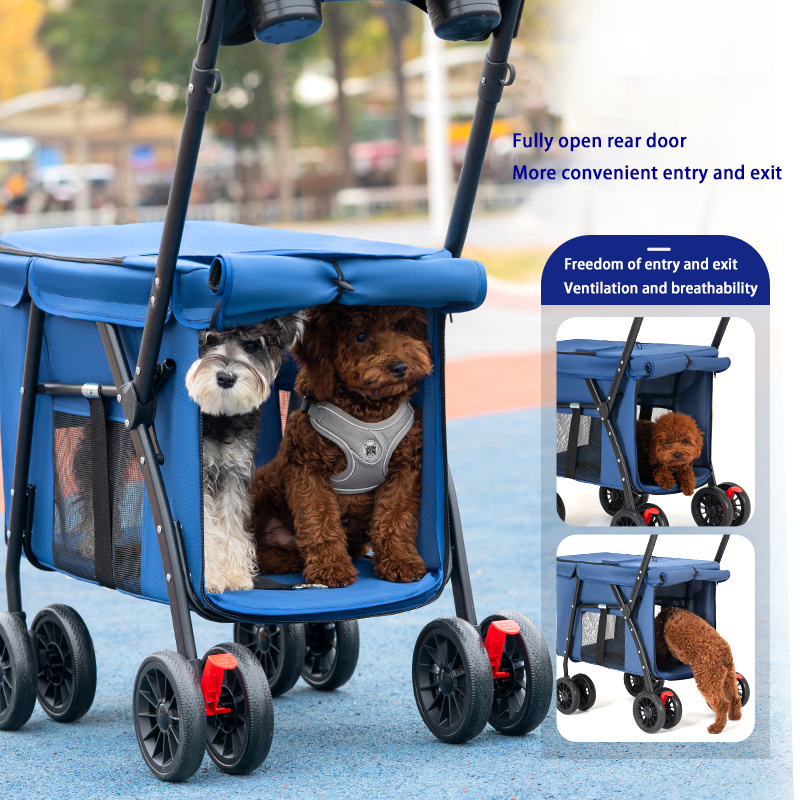 W688 Customized lightweight removable pet stroller cat dog cage stroller for small animals