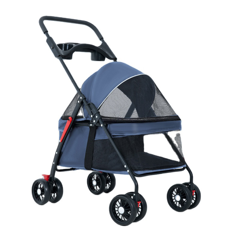 W02-C High quality double pet stroller for single or multiple zip less entry pet strollers for dogs and cats