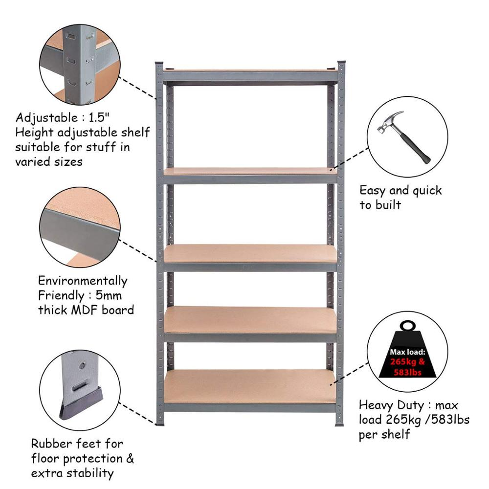 China Supplier Direct Sale Racks Metal Shelves Garage Boltless 5 Tier Rack Racking Steel Shelving for Storage