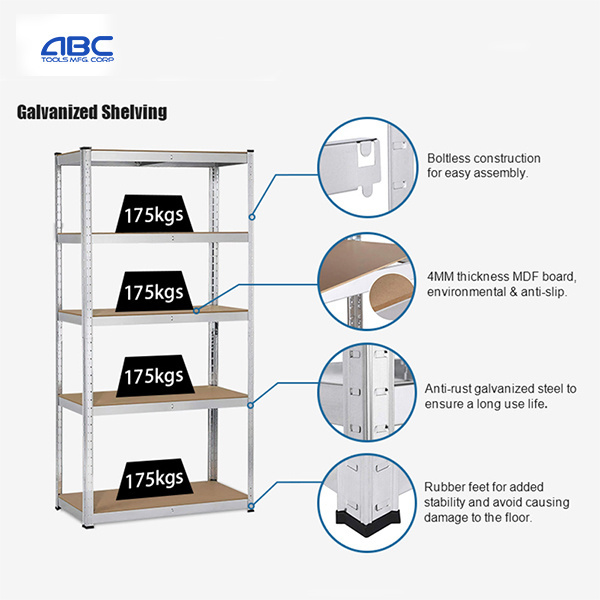 Estantes Heavy Duty 5 Layer Kitchen Laminated Storage Adjustable Boltless Steel Metal Shelf Rack