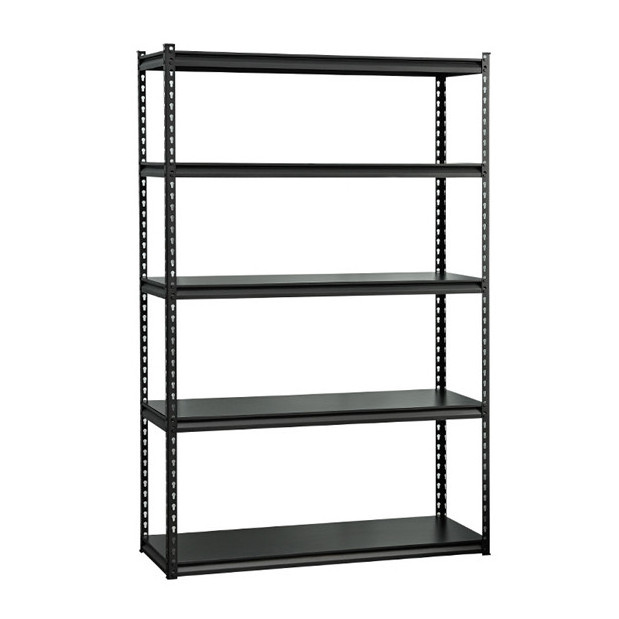 Large 5 Shelf Metal Shelving Unit Rivet Joint Design Angle Heavy Duty Storage Rack For Garage