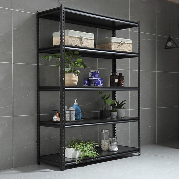 Large 5 Shelf Metal Shelving Unit Rivet Joint Design Angle Heavy Duty Storage Rack For Garage