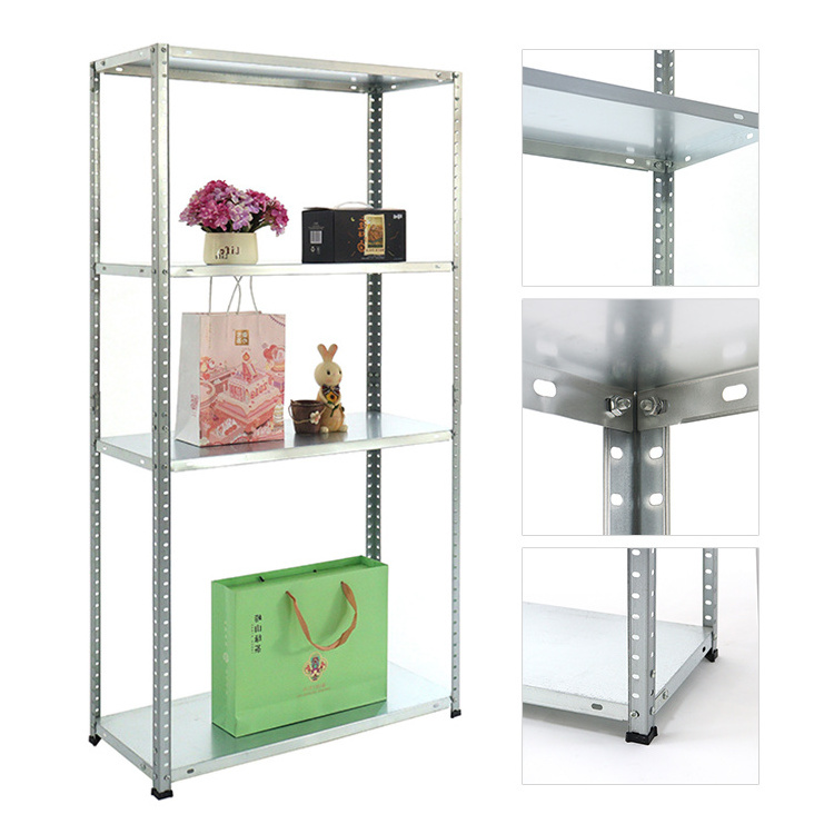 Light Duty Galvanized Steel 4 Tier Adjustable Bolted Rack All Metal Storage Shelving