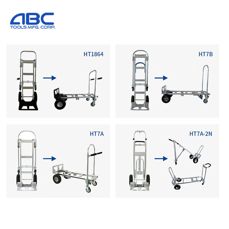 Heavy duty portable 4 wheels multi function convertible folding aluminum hand truck trolley