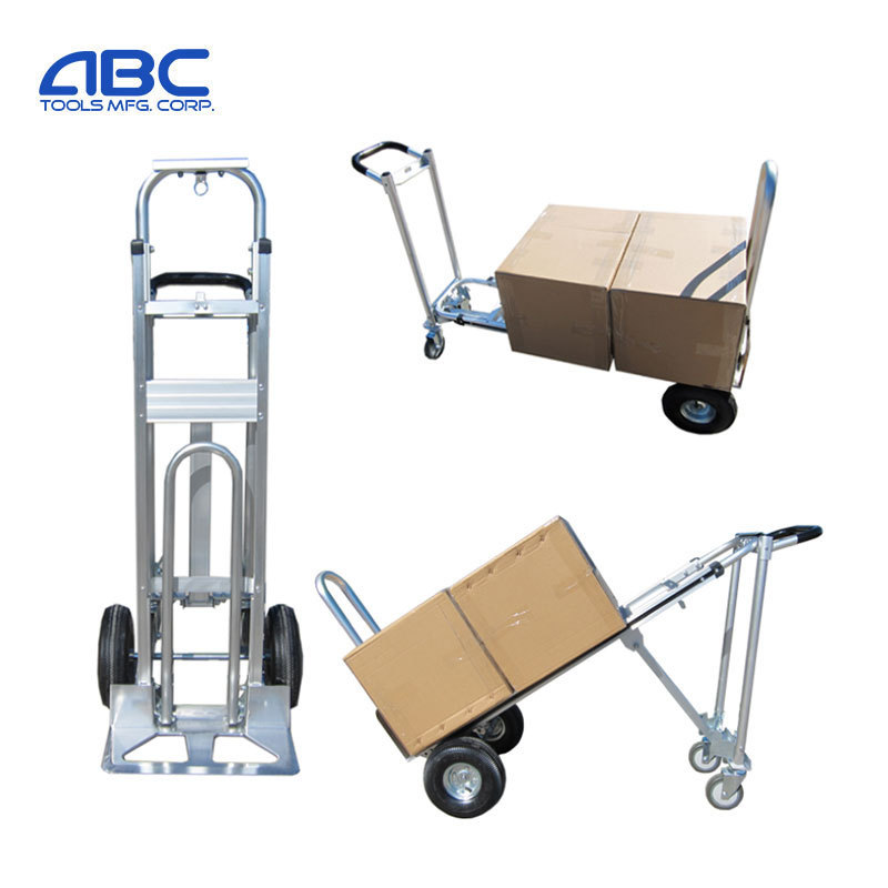 Heavy duty portable 4 wheels multi function convertible folding aluminum hand truck trolley