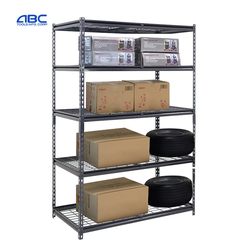 5 Layer Steel Decking Warehouse Storage Rack Metal Wire Rack Stacking Boltless Rivet Shelving