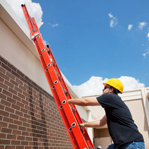 Type II capacity 225 lb Adjusted Flexible Fiberglass C-channel Two Section Extension Ladder With Spike Feet