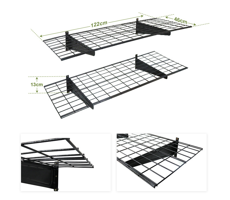 400lb Heavy Duty Garage Wall Shelving 2 Pack Metal Wire Shelves Wall Mount Mesh Storage Rack