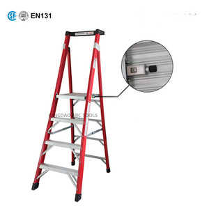 Escalera De Mano 330lbs 4 Step Portable Fiberglass Platform Ladder Folding Industrial Fiberglass Podium Ladders For Sale