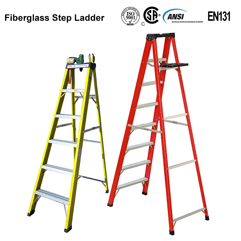 Escalera De Mano 330lbs 4 Step Portable Fiberglass Platform Ladder Folding Industrial Fiberglass Podium Ladders For Sale