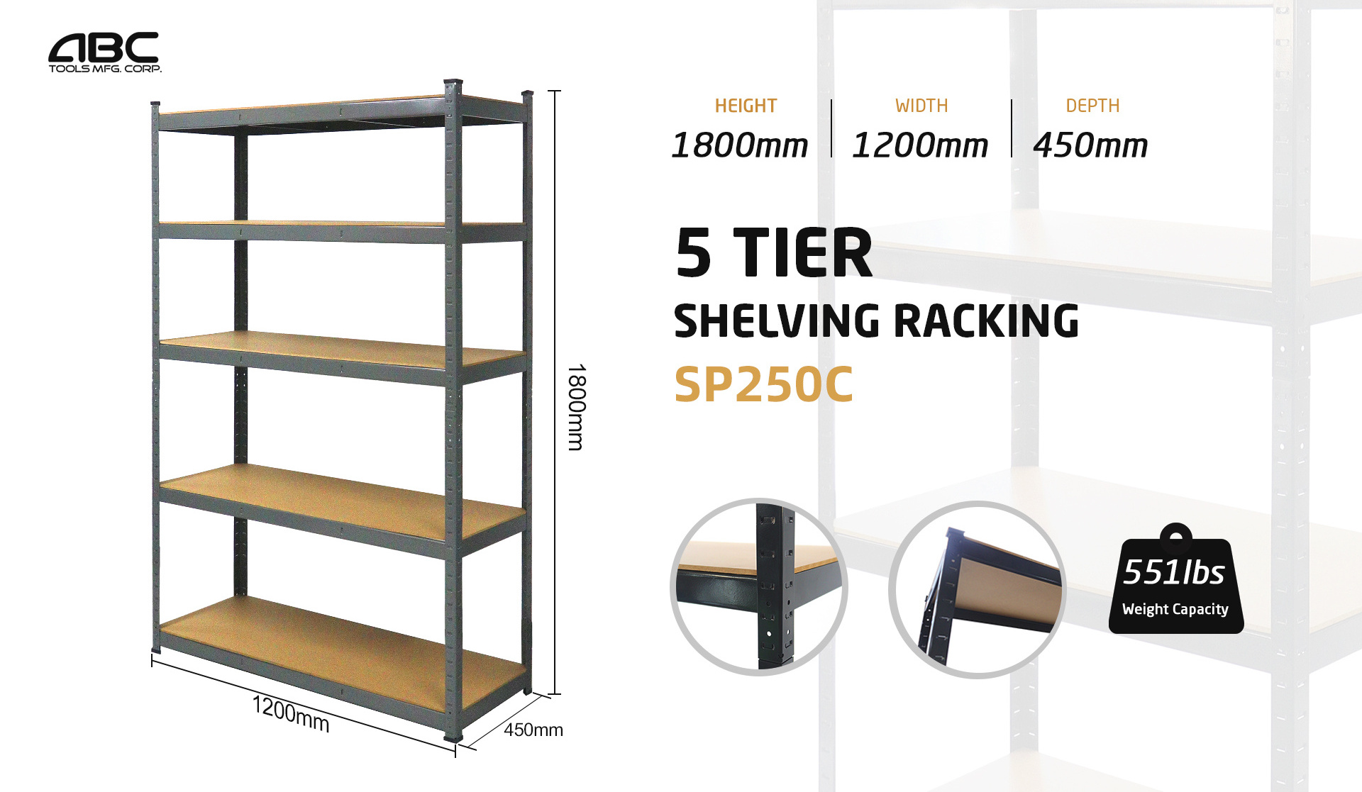 5-Shelf Steel Shelving Unit Storage Rack Heavy Duty Adjustable Garage Shelves Utility Rack For Home Office Garage