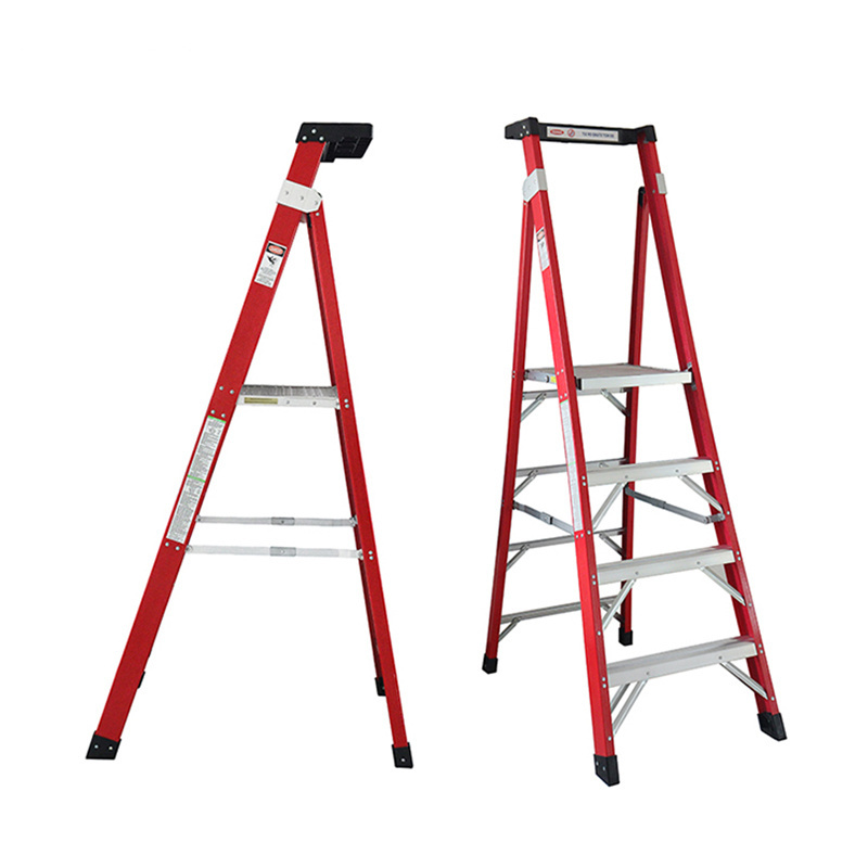 Collapsible 6 Foot/7 Step/8 FT/10 FT Lock Part Fiberglass Step Insulation Ladder with Work Platform/Podium