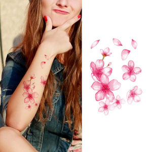 The wind blows cherry blossom Realistic Ink temporary flower Hand Tattoo Stickers Printing animal tattoo body Water Transfer