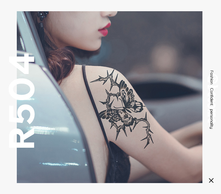 Custom butterfly fashion design temporary tattoo sticker for mens  arm tattoo 15day last henna fake Waterproof  Tattoo Sticker