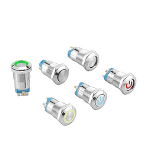 Normally open 6V 12V LED Illuminated light waterproof locking switch 12mm latching Mini Metal push button switch