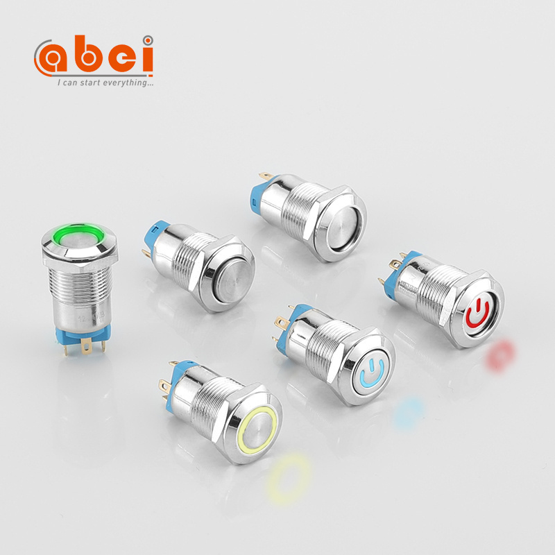 Selling golden supplier push button technology cheap china wholesale 12v bule led 12mm self locking latching metal mini switches